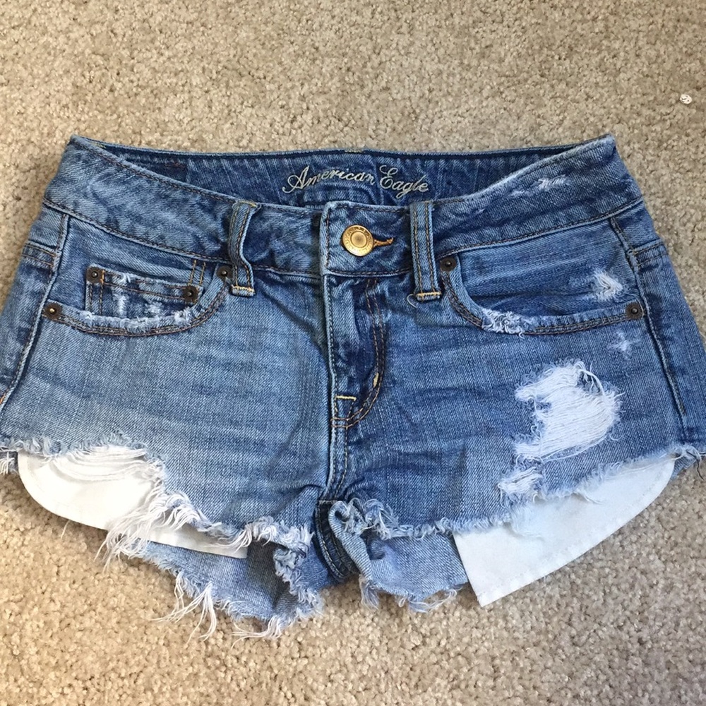 Low Rise Destroyed Jean Shorts